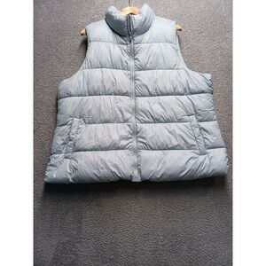 Old Navy Puffer Vest XXL Daylight Grey Quilted Zip Front Stand Collar Pockets FA
